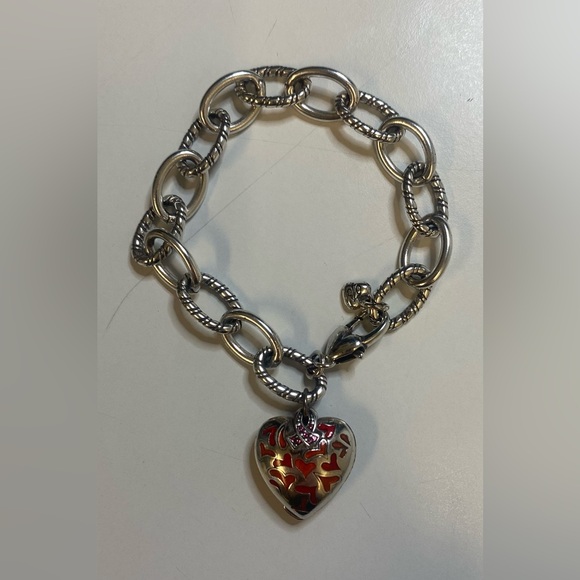 Brighton Silver and Red Heart Charm Bracelet - Picture 1 of 5